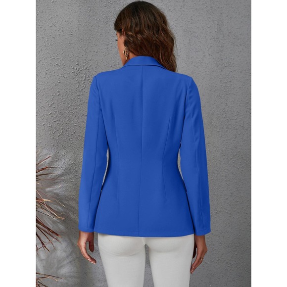 Lapel Collar Double Breasted Gold Button Blazer jacket black - Picture 9 of 12